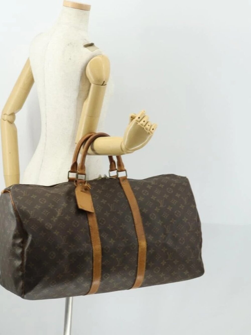 LOUIS VUITTON Monogram Keepall 55 Boston Bag M41424 LV Auth 160147